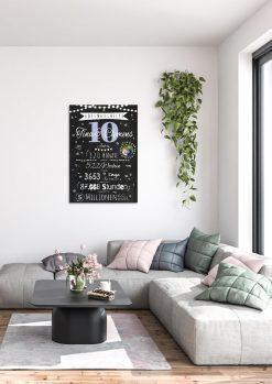 Meilensteintafel Chalkboard Geschenk 10. Hochzeitstag Rosenhochzeit Personalisiert Jubiläum Ehepaar 1zigartig01