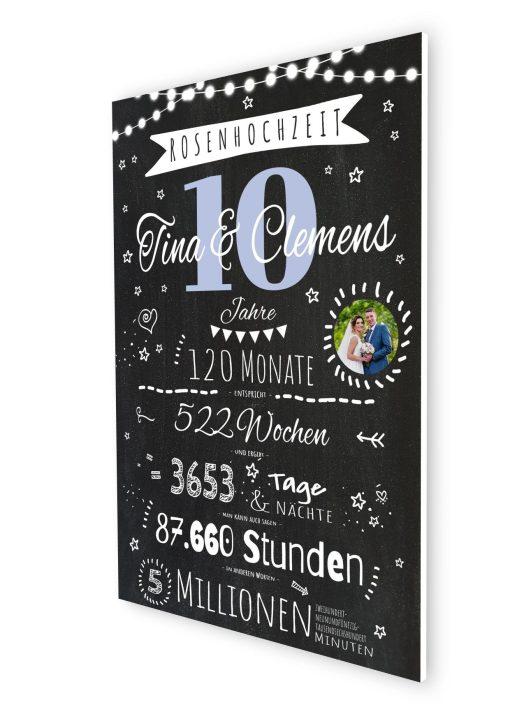 Meilensteintafel Chalkboard Geschenk 10. Hochzeitstag Rosenhochzeit Personalisiert Jubiläum Ehepaar 1zigartig07