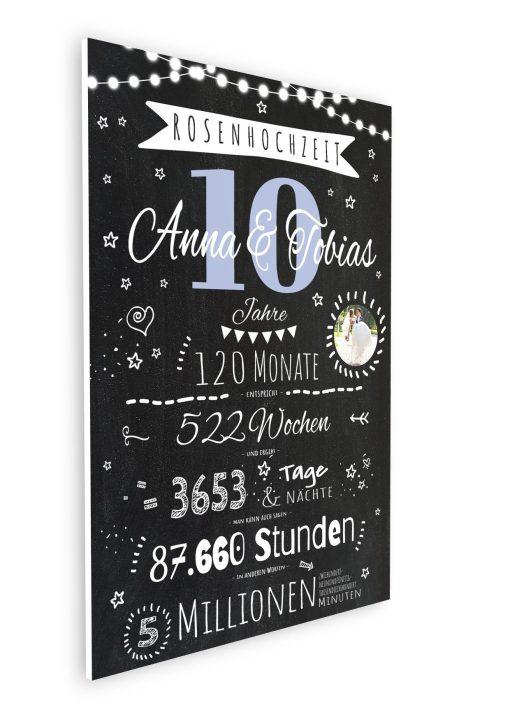 Meilensteintafel Chalkboard Geschenk 10. Hochzeitstag Rosenhochzeit Personalisiert Jubiläum Ehepaar 1zigartig08