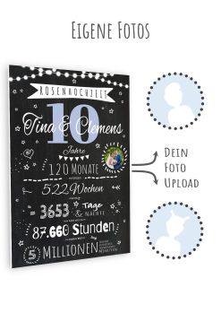 Meilensteintafel Chalkboard Geschenk 10. Hochzeitstag Rosenhochzeit Personalisiert Jubiläum Ehepaar 1zigartig11