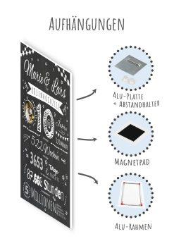 Meilensteintafel Chalkboard Geschenk 10. Hochzeitstag Rosenhochzeit Personalisiert Retro Lights (12)