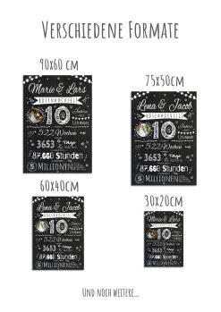 Meilensteintafel Chalkboard Geschenk 10. Hochzeitstag Rosenhochzeit Personalisiert Retro Lights (14)