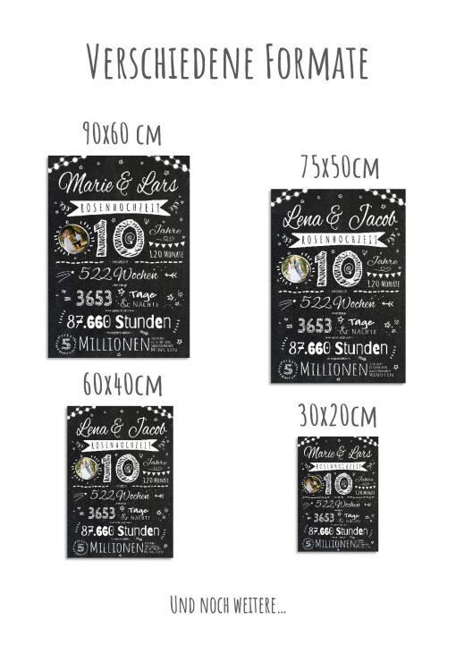 Meilensteintafel Chalkboard Geschenk 10. Hochzeitstag Rosenhochzeit Personalisiert Retro Lights (14)