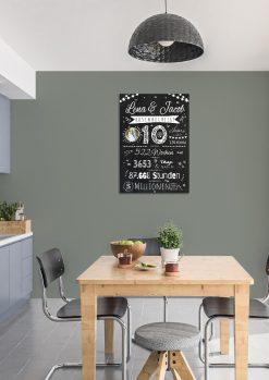 Meilensteintafel Chalkboard Geschenk 10. Hochzeitstag Rosenhochzeit Personalisiert Retro Lights (4)