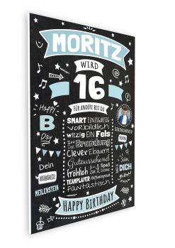 Meilensteintafel Chalkboard Geschenk 16. Geburtstag Personalisiert Geburtstagsposter Teenager Mädchen Junge Retro Classic07