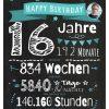 Meilensteintafel Chalkboard Geschenk 16. Geburtstag Personalisiert Junge Mädchen Geburtstagstafel Zahlenspaß Chalk