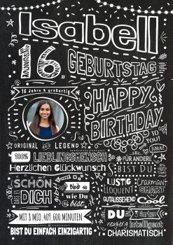 Meilensteintafel Chalkboard Geschenk 16. Geburtstag Personalisiert Kreidetafel Design Teenager Mädchen Junge Pure Chalk 4