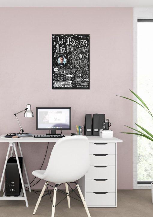 Meilensteintafel Chalkboard Geschenk 16. Geburtstag Personalisiert Kreidetafel Design Teenager Mädchen Junge Pure Chalk02