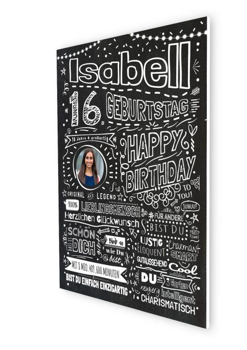 Meilensteintafel Chalkboard Geschenk 16. Geburtstag Personalisiert Kreidetafel Design Teenager Mädchen Junge Pure Chalk06