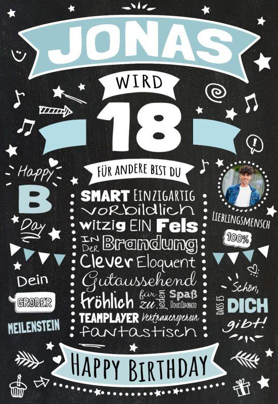 Meilensteintafel Chalkboard Geschenk 18. Geburtstag Personalisiert Geburtstagsposter Frau Mann Retro Classic (1)