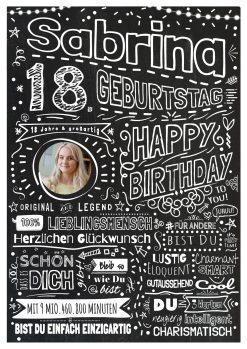 Meilensteintafel Chalkboard Geschenk 18. Geburtstag Personalisiert Kreidetafel Design Volljährigkeit Mädchen Junge Pure Chalk 1