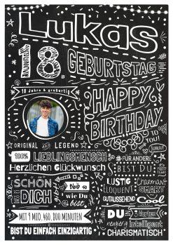 Meilensteintafel Chalkboard Geschenk 18. Geburtstag Personalisiert Kreidetafel Design Volljährigkeit Mädchen Junge Pure Chalk 2