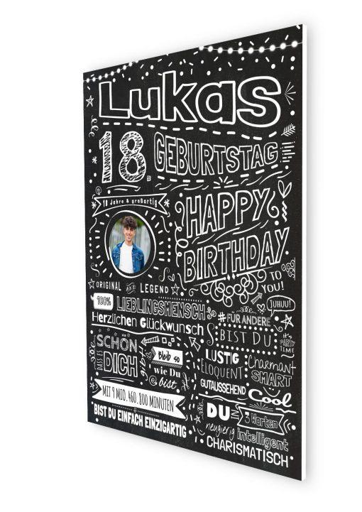 Meilensteintafel Chalkboard Geschenk 18. Geburtstag Personalisiert Kreidetafel Design Volljährigkeit Mädchen Junge Pure Chalk06