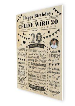 Meilensteintafel Chalkboard Geschenk 20. Geburtstag Zeitung Personalisiert Geburtstagstafel Mann Frau Klassik07