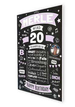 Meilensteintafel Chalkboard Geschenk 20. Geburtstag Personalisiert Geburtstagsposter Frau Mann Retro Classic (1)07