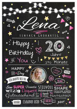 Meilensteintafel Chalkboard Geschenk 20. Geburtstag Personalisiert Geburtstagstafel Frau Mann Chalk O Classic Rosa