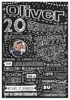 Meilensteintafel Chalkboard Geschenk 20. Geburtstag Personalisiert Kreidetafel Design Frau Mann Pure Chalk 1