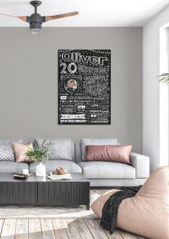 Meilensteintafel Chalkboard Geschenk 20. Geburtstag Personalisiert Kreidetafel Design Frau Mann Pure Chalk03