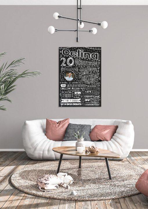 Meilensteintafel Chalkboard Geschenk 20. Geburtstag Personalisiert Kreidetafel Design Frau Mann Pure Chalk04