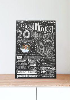 Meilensteintafel Chalkboard Geschenk 20. Geburtstag Personalisiert Kreidetafel Design Frau Mann Pure Chalk06