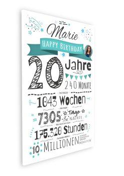 Meilensteintafel Chalkboard Geschenk 20. Geburtstag Personalisiert Mann Frau Geburtstagstafel Zahlenspaß08