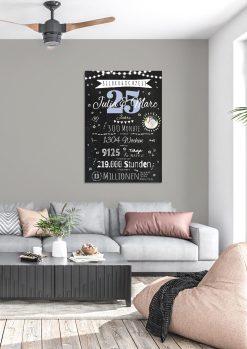 Meilensteintafel Chalkboard Geschenk 25. Hochzeitstag Silberhochzeit Personalisiert Jubiläum Ehepaar 1zigartig03