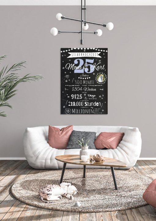 Meilensteintafel Chalkboard Geschenk 25. Hochzeitstag Silberhochzeit Personalisiert Jubiläum Ehepaar 1zigartig04