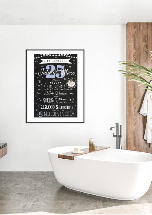 Meilensteintafel Chalkboard Geschenk 25. Hochzeitstag Silberhochzeit Personalisiert Jubiläum Ehepaar 1zigartig05