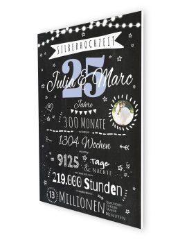 Meilensteintafel Chalkboard Geschenk 25. Hochzeitstag Silberhochzeit Personalisiert Jubiläum Ehepaar 1zigartig07