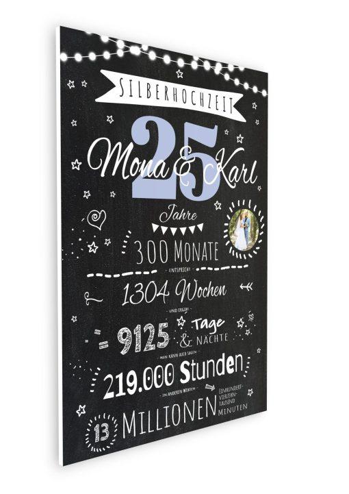 Meilensteintafel Chalkboard Geschenk 25. Hochzeitstag Silberhochzeit Personalisiert Jubiläum Ehepaar 1zigartig08