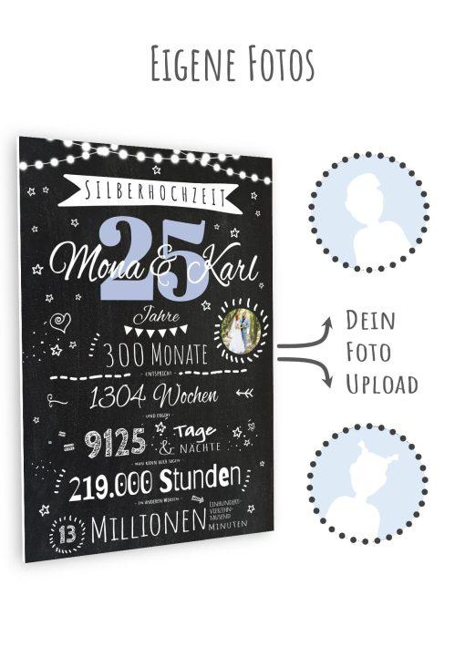 Meilensteintafel Chalkboard Geschenk 25. Hochzeitstag Silberhochzeit Personalisiert Jubiläum Ehepaar 1zigartig11