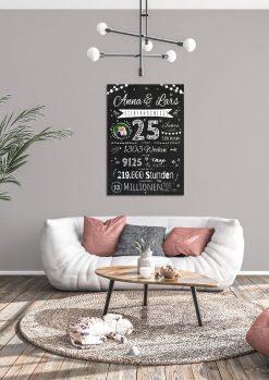 Meilensteintafel Chalkboard Geschenk 25. Hochzeitstag Silberhochzeit Personalisiert Jubiläum Ehepaar Retro Lights04