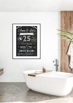 Meilensteintafel Chalkboard Geschenk 25. Hochzeitstag Silberhochzeit Personalisiert Jubiläum Ehepaar Retro Lights05