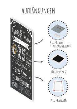 Meilensteintafel Chalkboard Geschenk 25. Hochzeitstag Silberhochzeit Personalisiert Jubiläum Ehepaar Retro Lights10