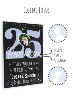 Meilensteintafel Chalkboard Geschenk 25. Hochzeitstag Silberhochzeit Personalisiert Jubiläum Ehepaar Retro Lovely Blue (11)