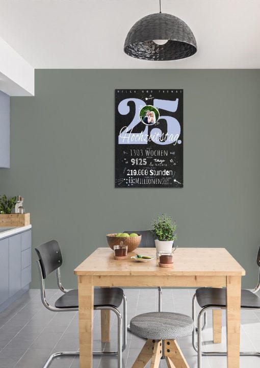 Meilensteintafel Chalkboard Geschenk 25. Hochzeitstag Silberhochzeit Personalisiert Jubiläum Ehepaar Retro Lovely Blue (2)