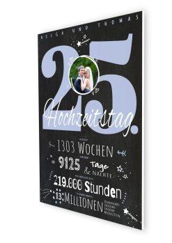 Meilensteintafel Chalkboard Geschenk 25. Hochzeitstag Silberhochzeit Personalisiert Jubiläum Ehepaar Retro Lovely Blue (7)