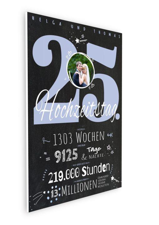 Meilensteintafel Chalkboard Geschenk 25. Hochzeitstag Silberhochzeit Personalisiert Jubiläum Ehepaar Retro Lovely Blue (8)