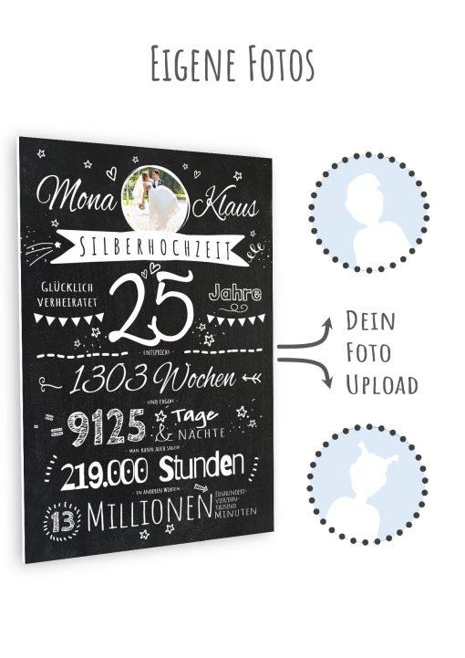 Meilensteintafel Chalkboard Geschenk 25. Hochzeitstag Silberhochzeit Personalisiert Retro Stilvoll (11)