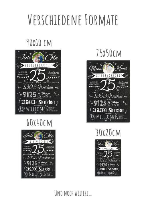 Meilensteintafel Chalkboard Geschenk 25. Hochzeitstag Silberhochzeit Personalisiert Retro Stilvoll (12)