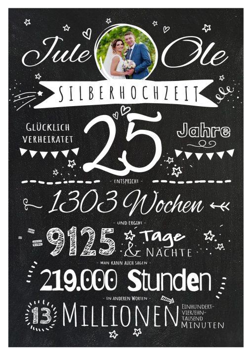 Meilensteintafel Chalkboard Geschenk 25. Hochzeitstag Silberhochzeit Personalisiert Retro Stilvoll 2 (1)