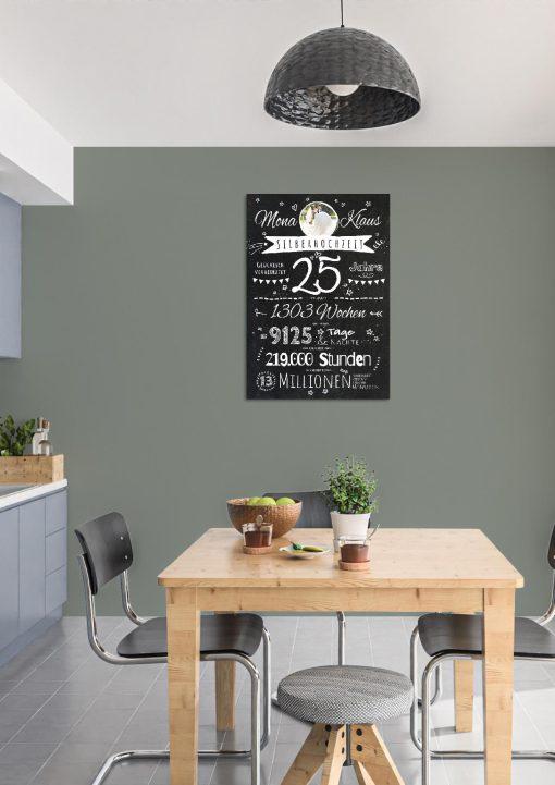 Meilensteintafel Chalkboard Geschenk 25. Hochzeitstag Silberhochzeit Personalisiert Retro Stilvoll (2)