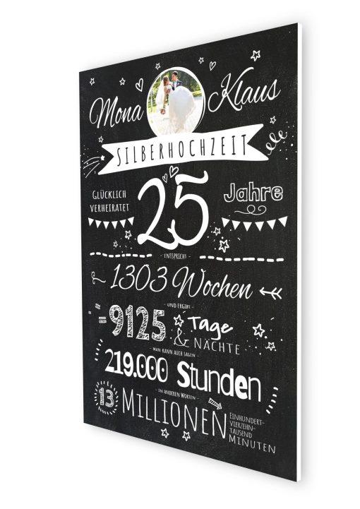 Meilensteintafel Chalkboard Geschenk 25. Hochzeitstag Silberhochzeit Personalisiert Retro Stilvoll (7)