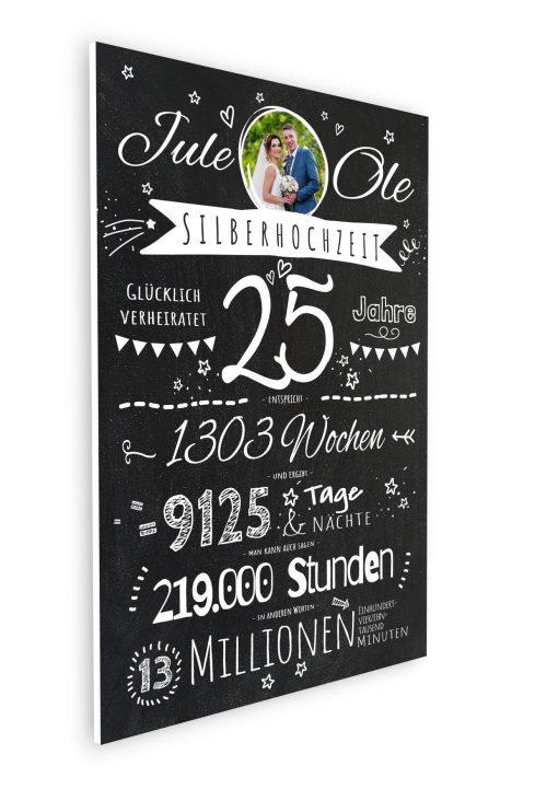 Meilensteintafel Chalkboard Geschenk 25. Hochzeitstag Silberhochzeit Personalisiert Retro Stilvoll (8)