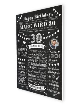 Meilensteintafel Chalkboard Geschenk 30. Geburtstag Zeitung Personalisiert Geburtstagstafel Mann Frau Klassik07