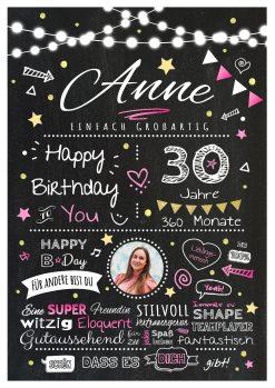 Meilensteintafel Chalkboard Geschenk 30. Geburtstag Personalisiert Geburtstagstafel Frau Mann Chalk O Classic Rosa