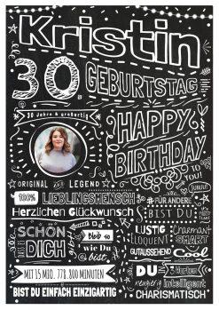 Meilensteintafel Chalkboard Geschenk 30. Geburtstag Personalisiert Kreidetafel Design Frau Mann Pure Chalk 2