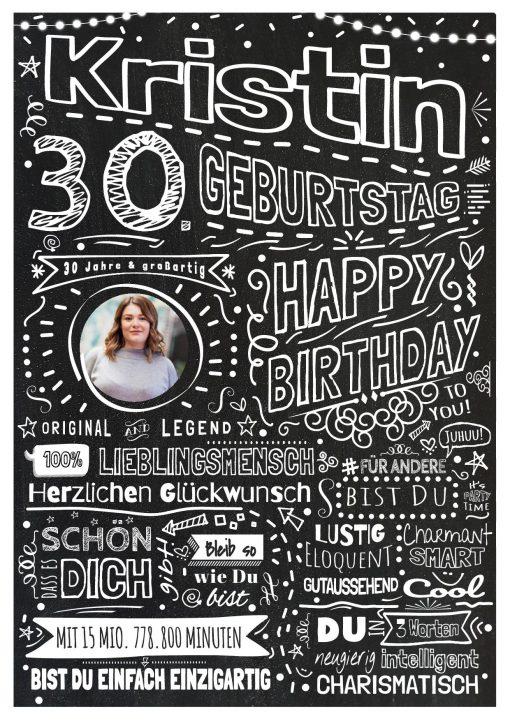 Meilensteintafel Chalkboard Geschenk 30. Geburtstag Personalisiert Kreidetafel Design Frau Mann Pure Chalk 2