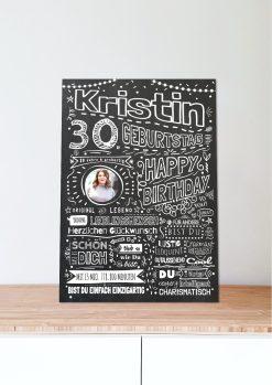 Meilensteintafel Chalkboard Geschenk 30. Geburtstag Personalisiert Kreidetafel Design Frau Mann Pure Chalk06