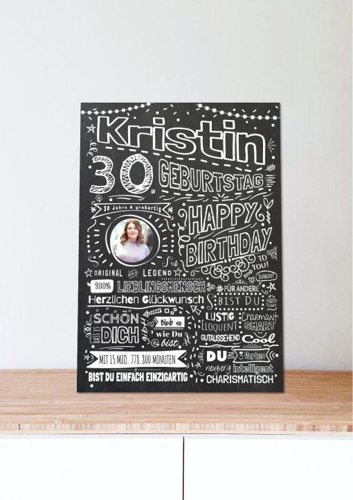 Meilensteintafel Chalkboard Geschenk 30. Geburtstag Personalisiert Kreidetafel Design Frau Mann Pure Chalk06